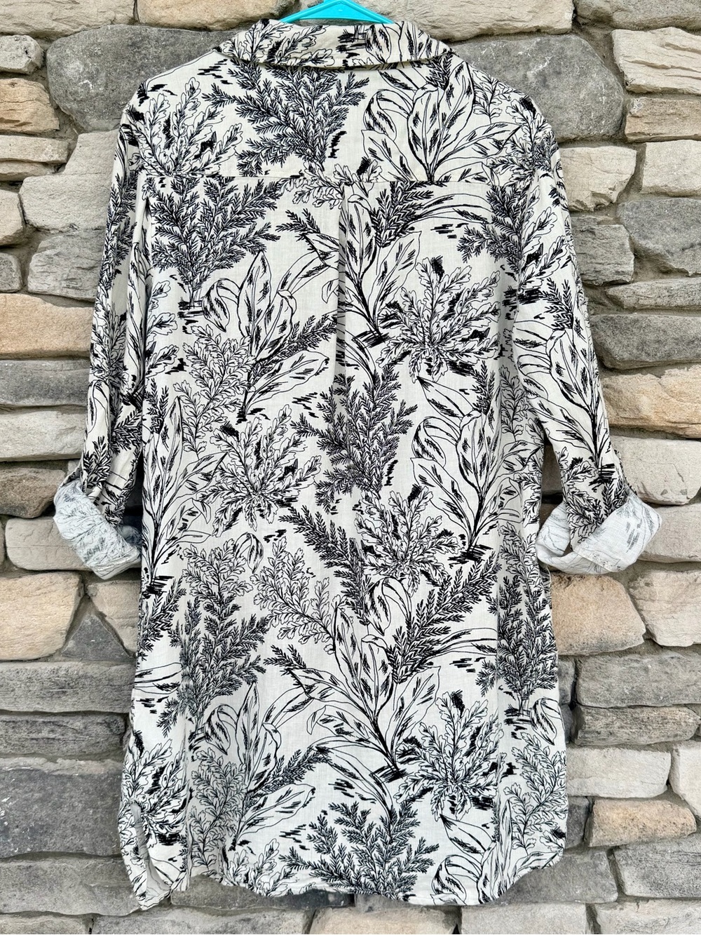 Tahari 100% Linen Botanical Print Shirt Dress L - Picture 8 of 15